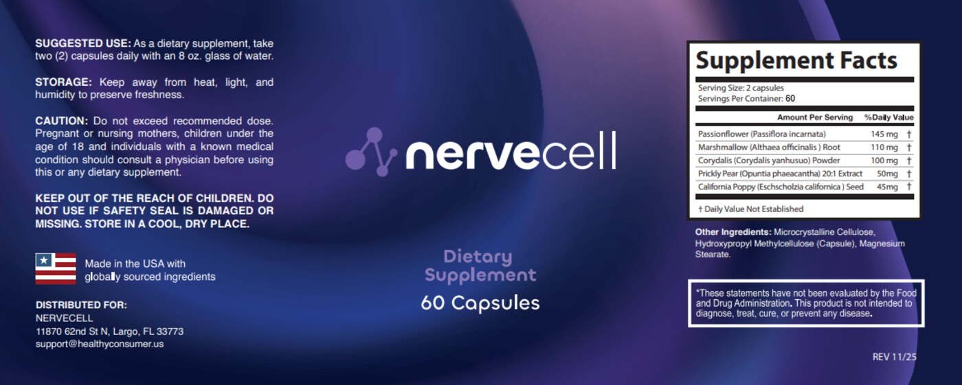 NerveCell capsules label &mdash; suggested use, supplement facts